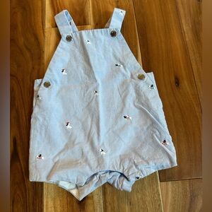 Jacadi Light Blue Embroidered Dog Shortalls